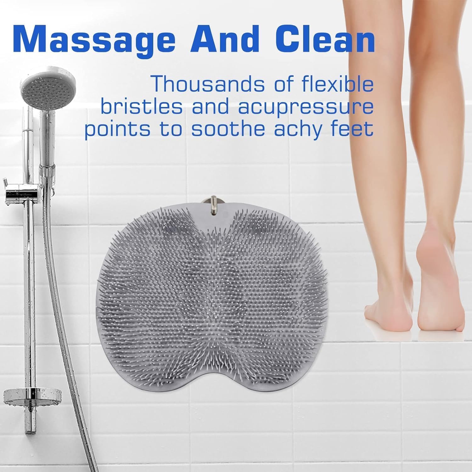 Shower Foot Massager Scrubber Mat & Back Washer