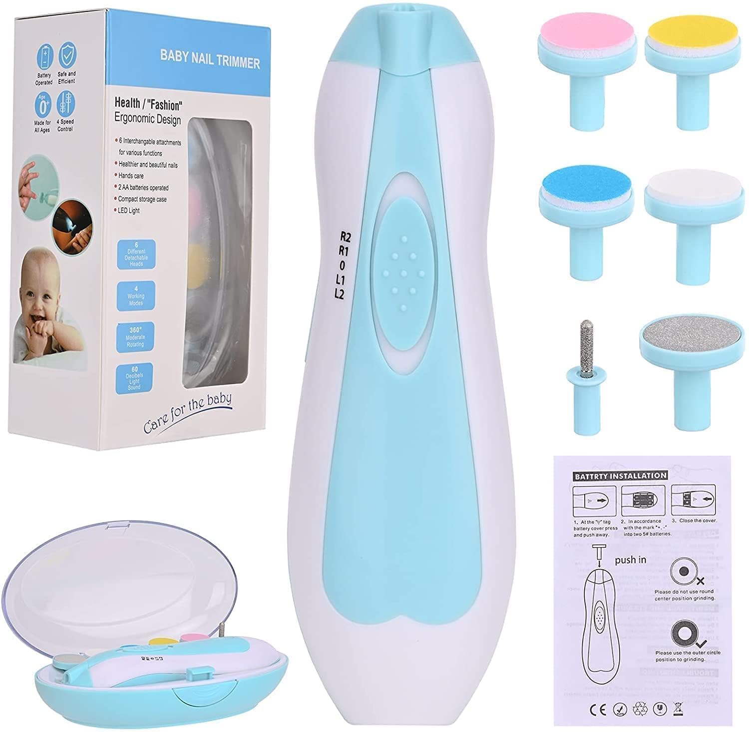 Baby Electric Nail Cutter New Born 0-6 Months with LED Light | Infant Nail File