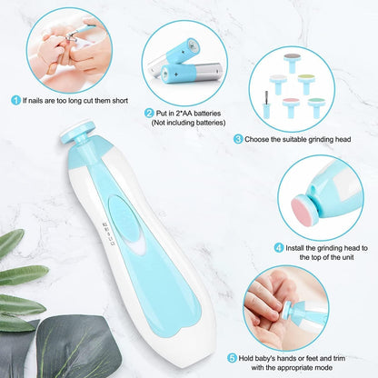 Baby Electric Nail Cutter New Born 0-6 Months with LED Light | Infant Nail File