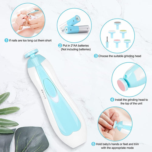 Baby Electric Nail Cutter New Born 0-6 Months with LED Light | Infant Nail File