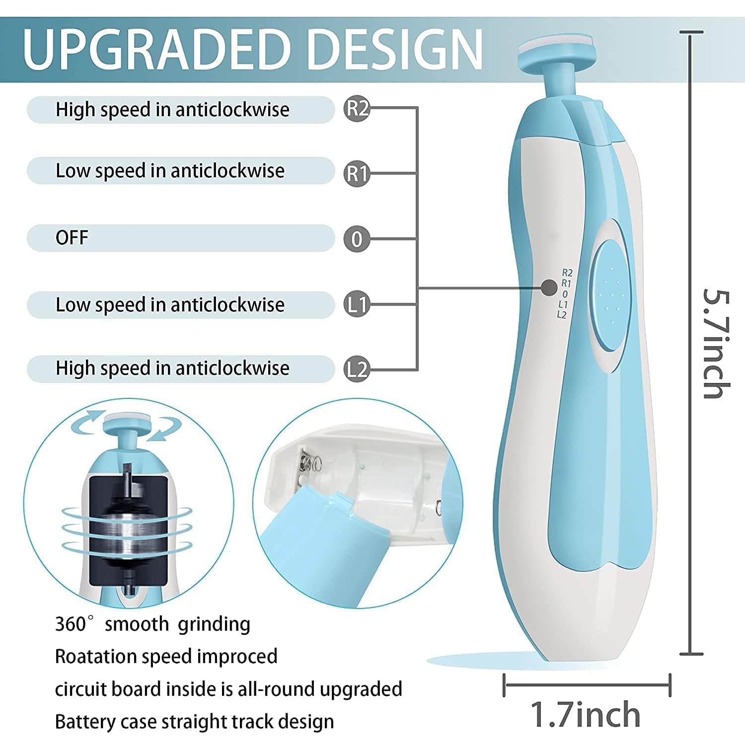 Baby Electric Nail Cutter New Born 0-6 Months with LED Light | Infant Nail File