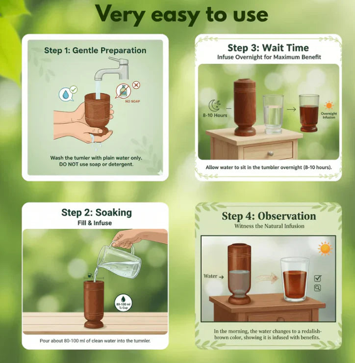Ayurvedic Vijaysar Wooden Glass  – Natural Sugar Balance Tumbler ✨