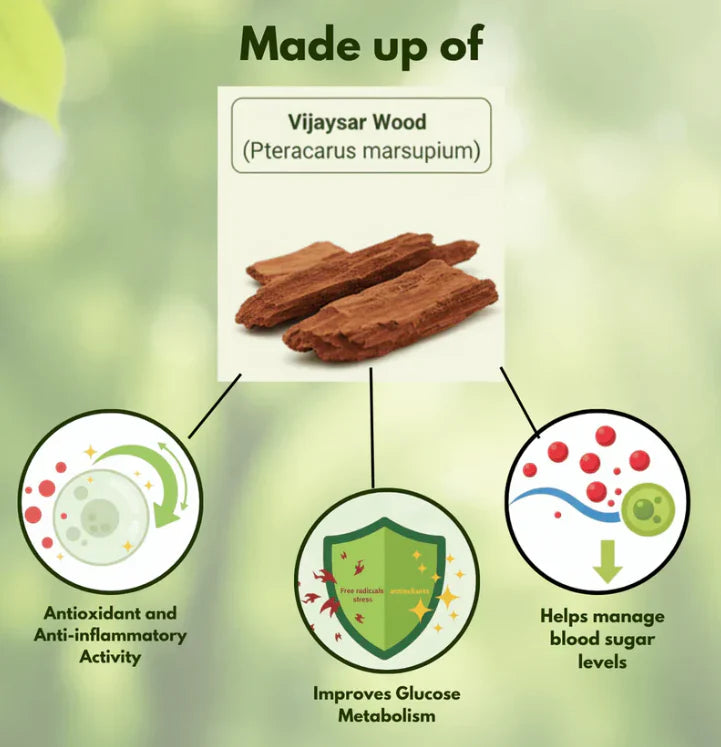 Ayurvedic Vijaysar Wooden Glass  – Natural Sugar Balance Tumbler ✨